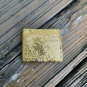 Gold Mesh Wallet Purse Disco Metal Billfold Metallic Vintage 70s 80s
